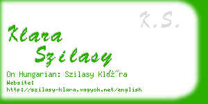 klara szilasy business card